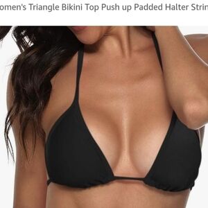 Suvimuga Womens Triangle Bikini Top Push up Padded Halter String Bathing Suit C2